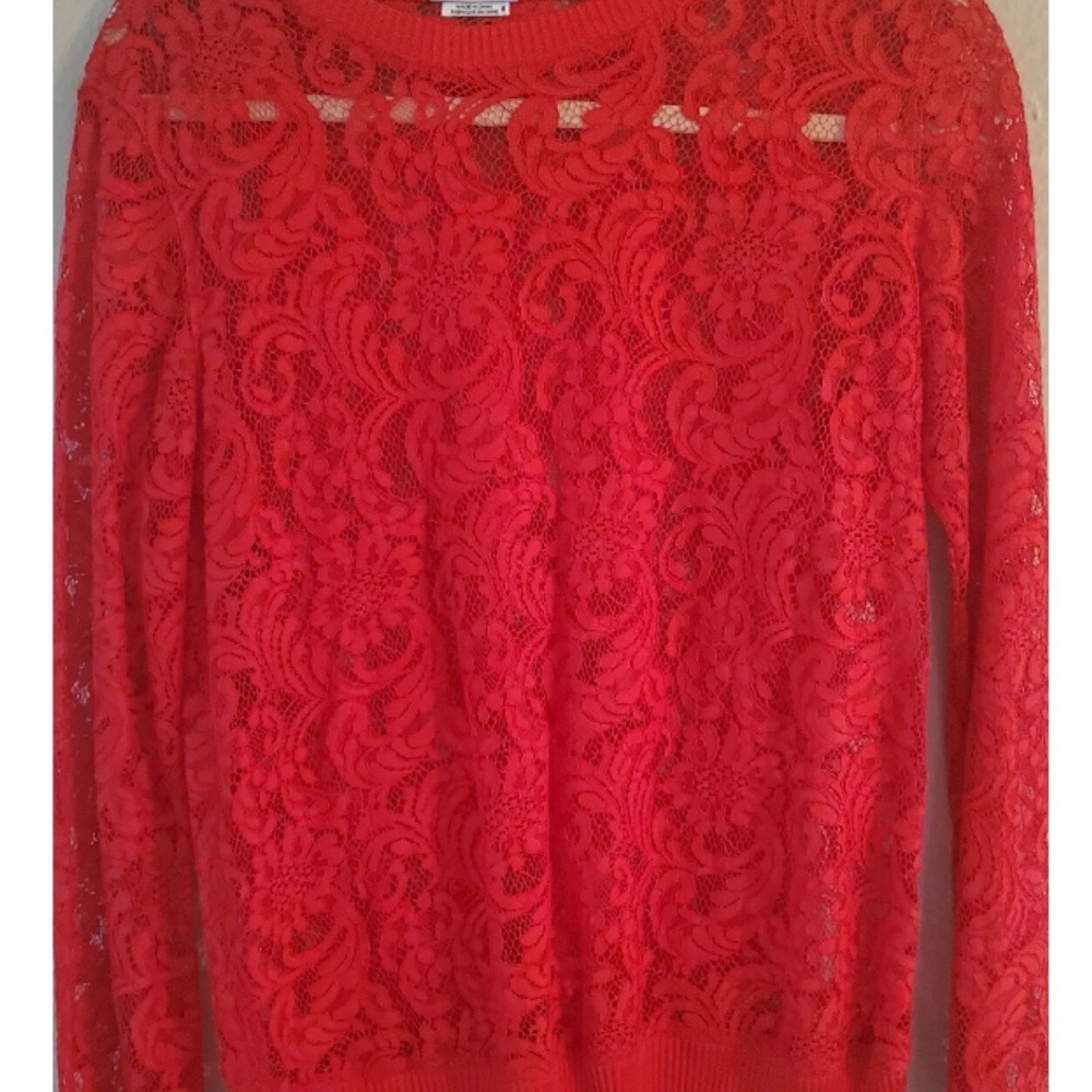 M Red Lace Blouse by Saylor